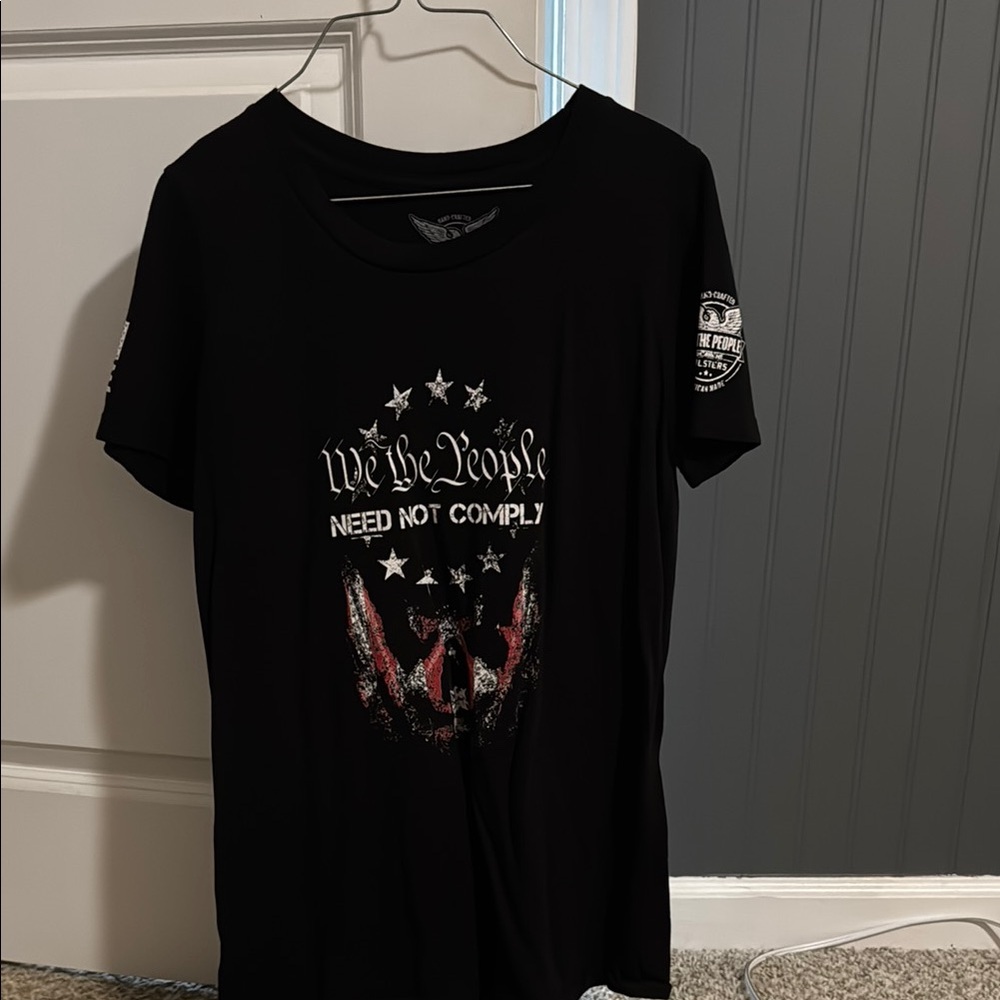 Grunt Style Black T-Shirt with Patriotic Graphic